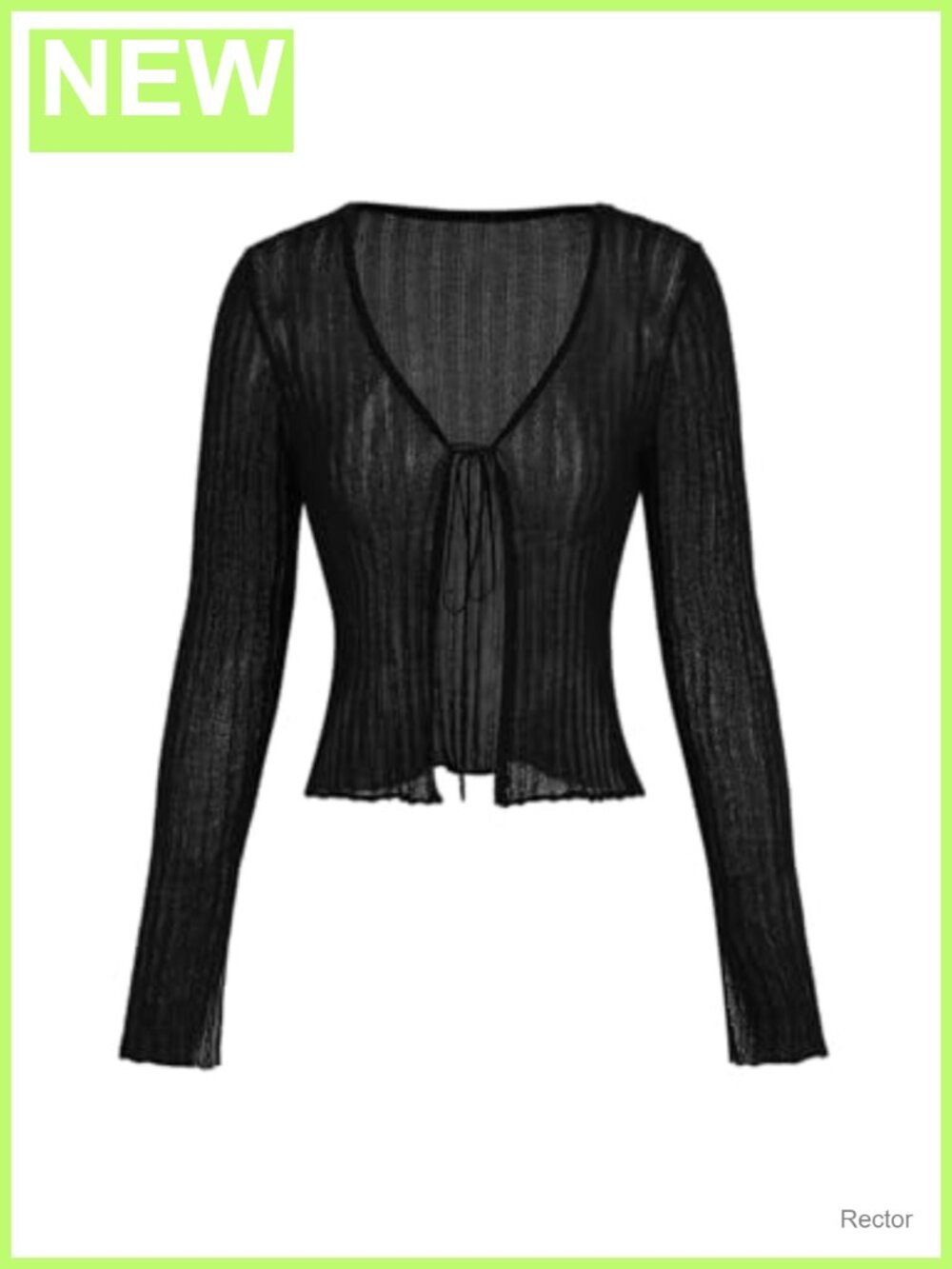 Women's Textured Knit Tie Front Crop Cardigan Deep V Neck Long Sleeve
